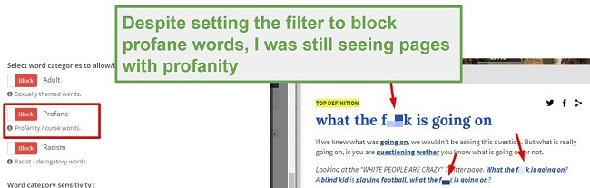 SentryPC profanity filter