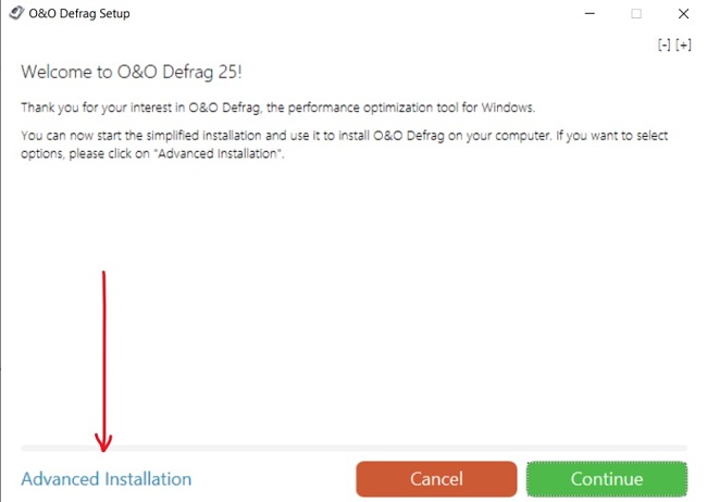 O&O Defrag installation screenshot
