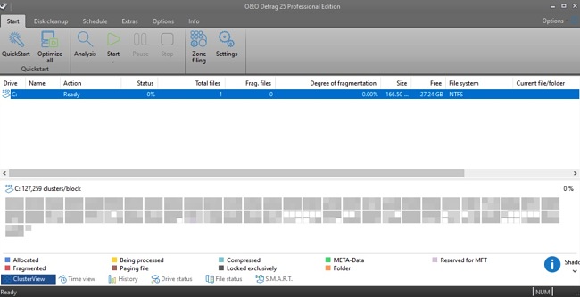 O&O Defrag user interface screenshot
