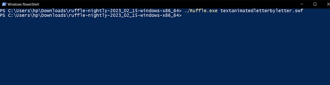 Ruffle Windows Powershell screenshot