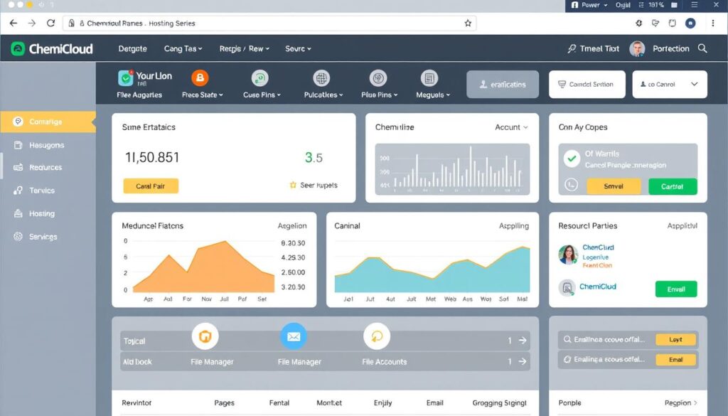 ChemiCloud hosting dashboard showing the user interface and main features