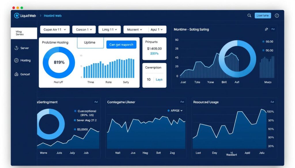 Liquid Web managed hosting dashboard showing server performance metrics